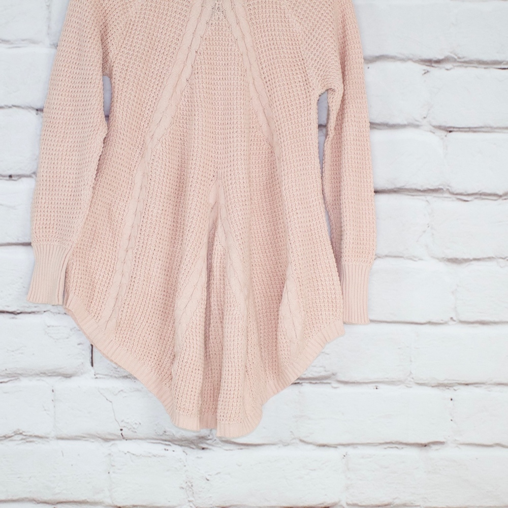 NWOT Agnes & Dora Pink Crewneck Knitted Flare Style Bottom Pullover Sweater Sz S - Picture 6 of 8